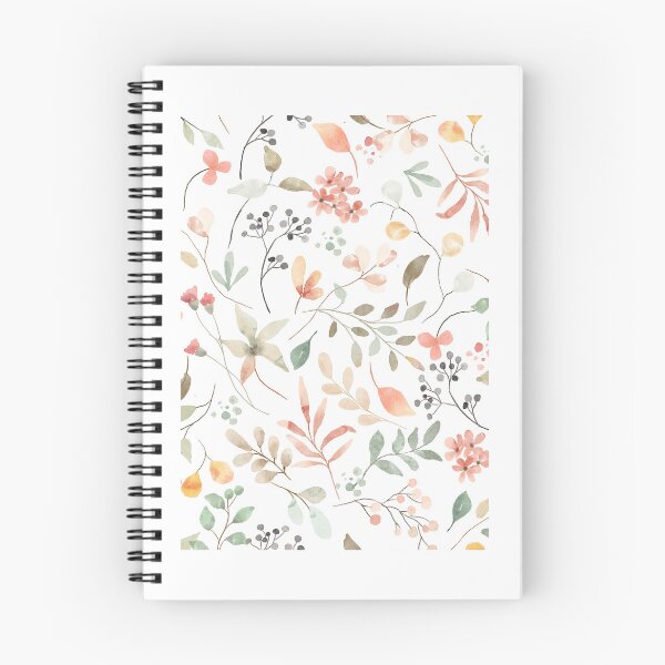 Item preview, Soft Pastel Watercolor Leaves and Wildflowers Aesthetic Pattern designed and sold by DreamyBrushArt.