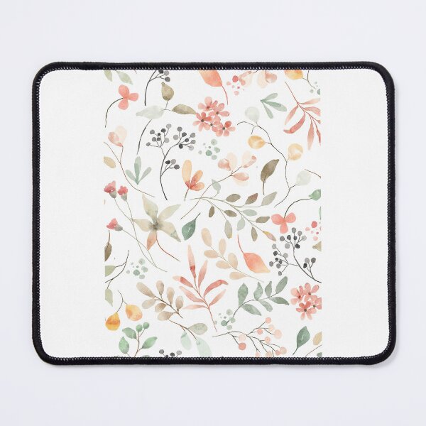Item preview, Soft Pastel Watercolor Leaves and Wildflowers Aesthetic Pattern designed and sold by DreamyBrushArt.