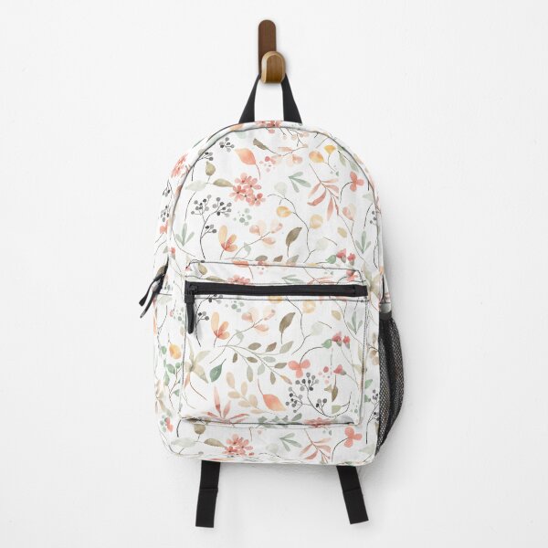 Item preview, Soft Pastel Watercolor Leaves and Wildflowers Aesthetic Pattern designed and sold by DreamyBrushArt.