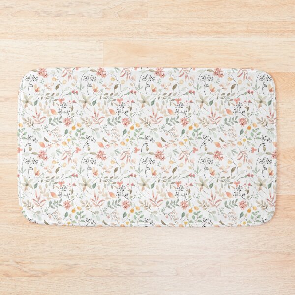 Item preview, Soft Pastel Watercolor Leaves and Wildflowers Aesthetic Pattern designed and sold by DreamyBrushArt.