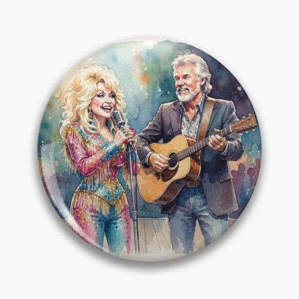 Item preview, Dolly Parton and Kenny Rogers Watercolor Painting designed and sold by Halifaxartguy.