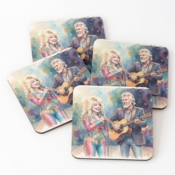 Item preview, Dolly Parton and Kenny Rogers Watercolor Painting designed and sold by Halifaxartguy.