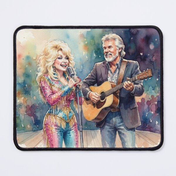 Item preview, Dolly Parton and Kenny Rogers Watercolor Painting designed and sold by Halifaxartguy.
