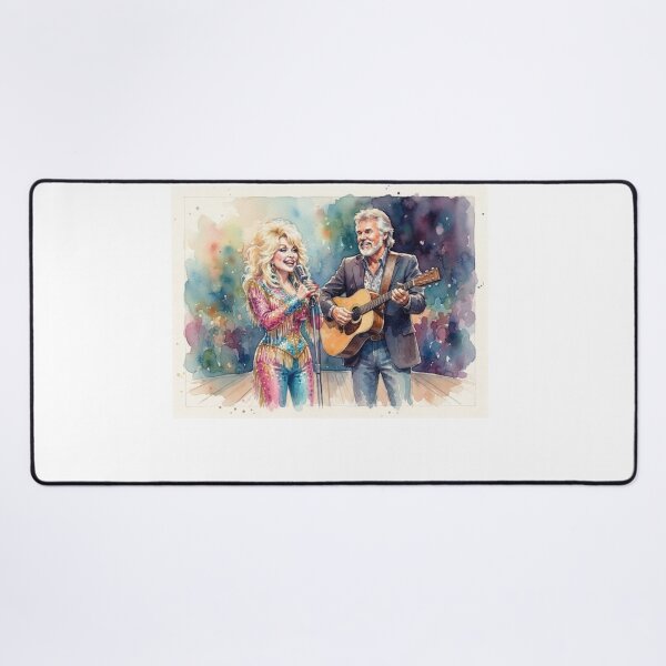 Item preview, Dolly Parton and Kenny Rogers Watercolor Painting designed and sold by Halifaxartguy.