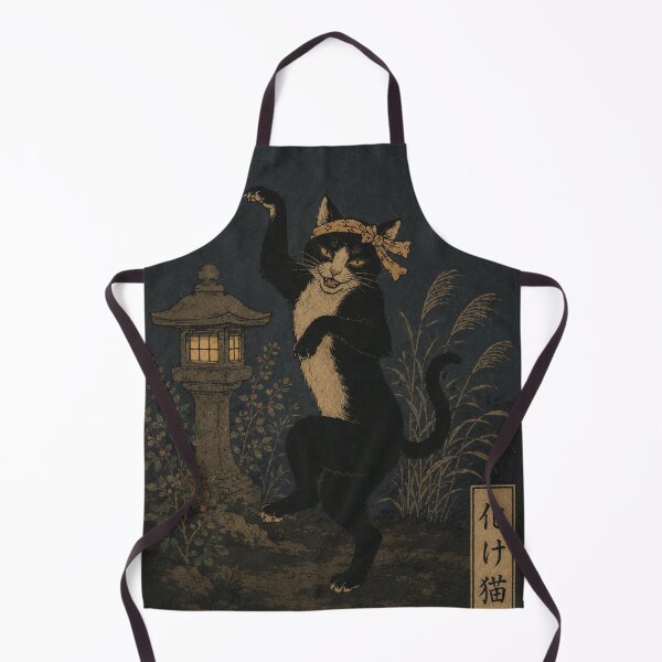 Item preview, Bakeneko Dancing in the Moon Garden — Haunted Garden No. 8 | Japanese Cat Woodblock designed and sold by Planthem.