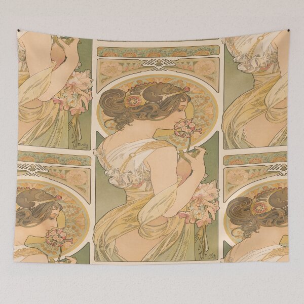 Item preview, Woman Smelling Flowers Nouveau Panel designed and sold by artofuniverse.