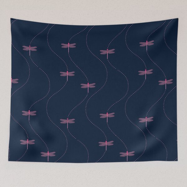 Item preview, pink dragonfly on dark blue designed and sold by kobyakov.