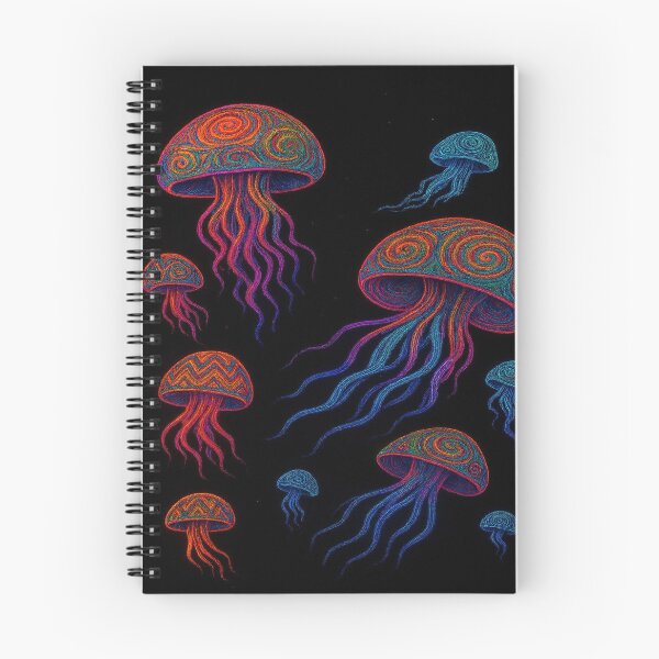 Item preview, Neon Psychedelic Jellyfish Pattern Celestial Ocean Art designed and sold by myforestfog.
