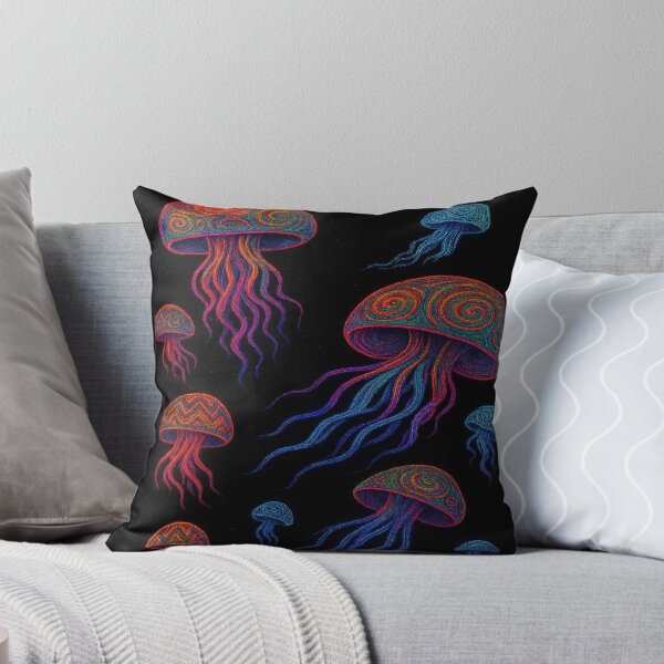 Item preview, Neon Psychedelic Jellyfish Pattern Celestial Ocean Art designed and sold by myforestfog.
