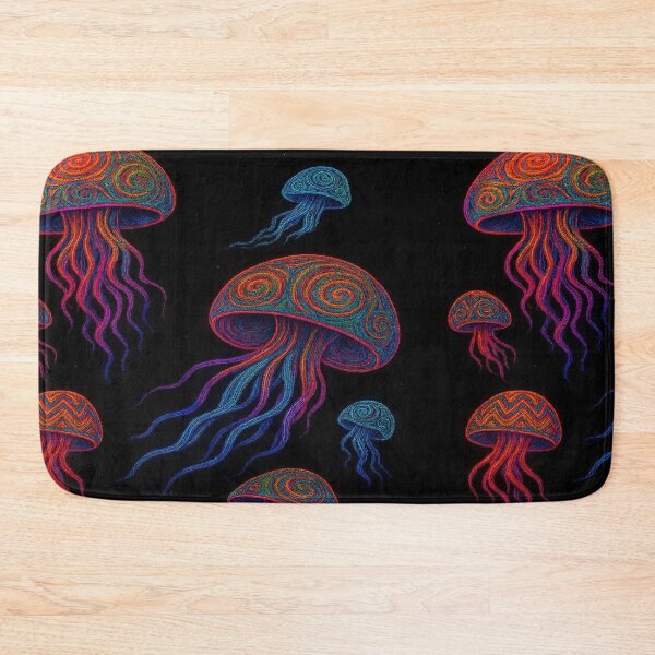 Item preview, Neon Psychedelic Jellyfish Pattern Celestial Ocean Art designed and sold by myforestfog.