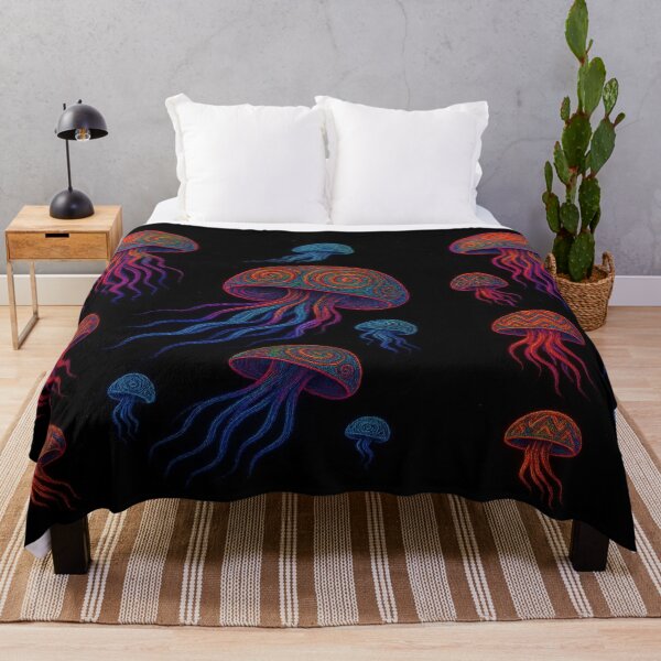 Item preview, Neon Psychedelic Jellyfish Pattern Celestial Ocean Art designed and sold by myforestfog.