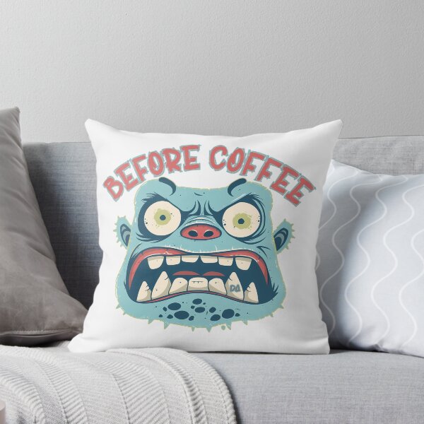 Item preview, Before Coffee Angry Blue Monster Vintage Cartoon Mascot Funny Cafe Humor Streetwear Graphic designed and sold by DesignArtist.ia.