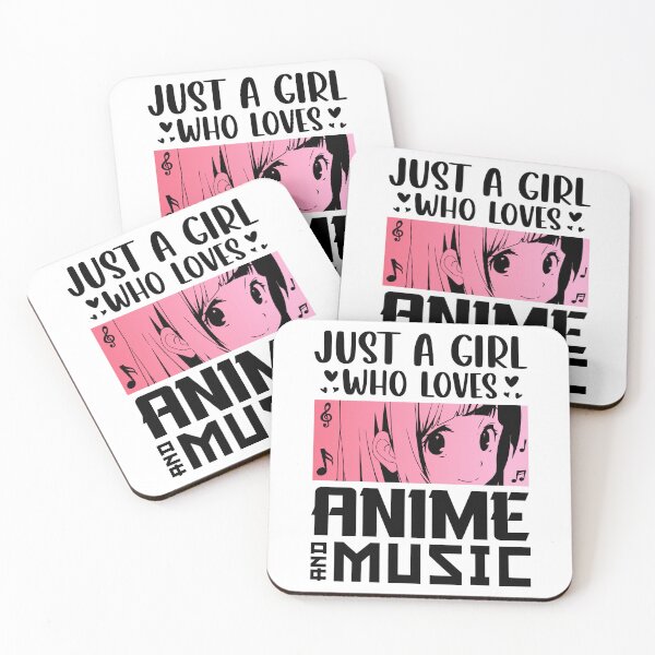 Item preview, Just A Girl Who Loves Anime & Music – Kawaii Anime Quote designed and sold by bella-rosa87.