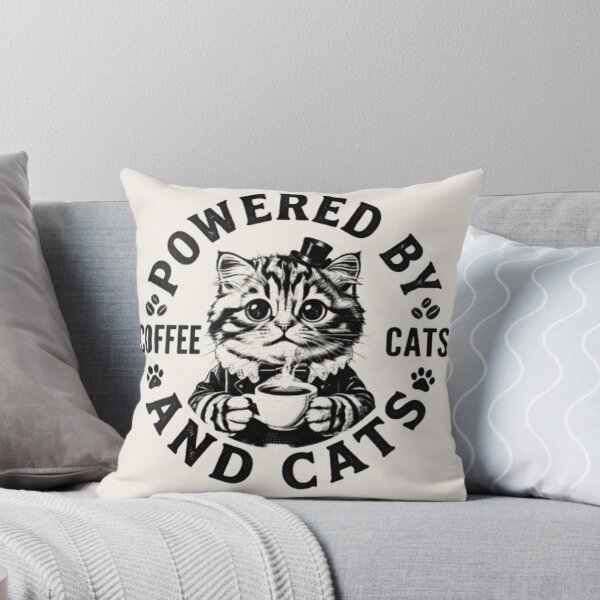 Item preview, Powered by Coffee and Cats – Funny Cat Lover T‑Shirt & Sticker designed and sold by ZyxDes.