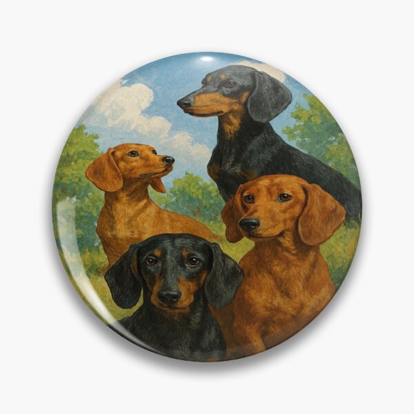 Item preview, Dachshund Dogs Oil Painting Vintage Style Portrait designed and sold by myforestfog.