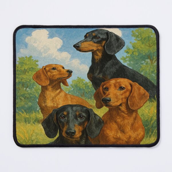 Item preview, Dachshund Dogs Oil Painting Vintage Style Portrait designed and sold by myforestfog.