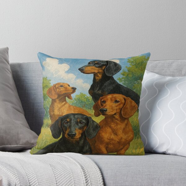 Item preview, Dachshund Dogs Oil Painting Vintage Style Portrait designed and sold by myforestfog.
