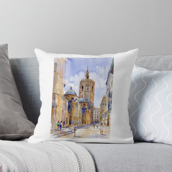 Item preview, Miguelete Tower Valencia Watercolor Painting designed and sold by caracatita75.