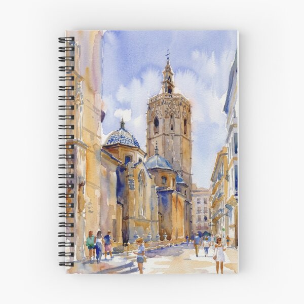 Item preview, Miguelete Tower Valencia Watercolor Painting designed and sold by caracatita75.