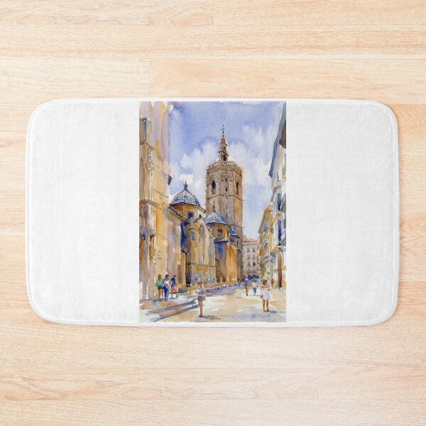 Item preview, Miguelete Tower Valencia Watercolor Painting designed and sold by caracatita75.