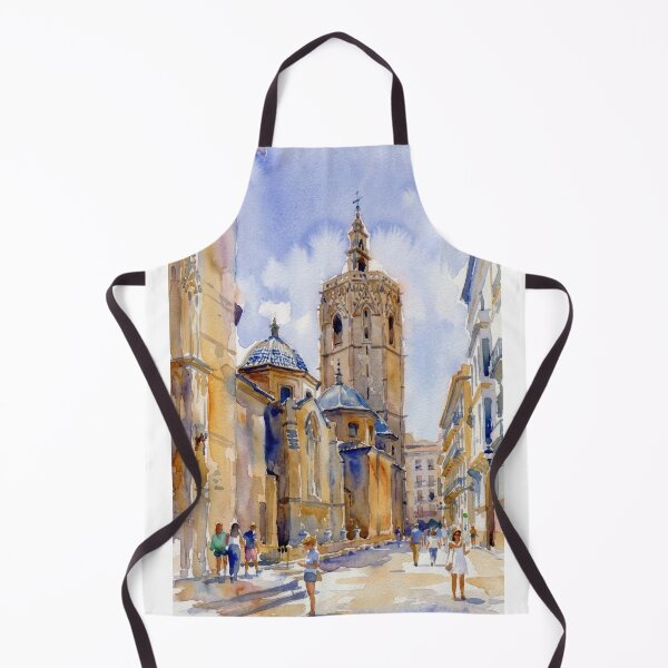 Item preview, Miguelete Tower Valencia Watercolor Painting designed and sold by caracatita75.