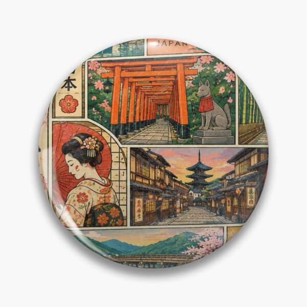 Item preview, Kyoto Japan Vintage Travel Poster | Retro Comic Style Japanese Landmark Illustration designed and sold by AprilloveOsaka.