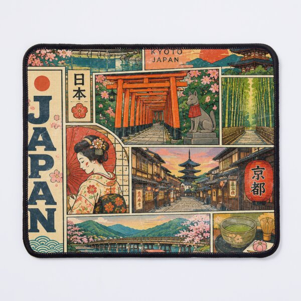 Aperçu de l'œuvre Affiche de voyage vintage de Kyoto, Japon | Illustration rétro style BD d'un monument japonais créée et vendue par AprilloveOsaka-Take Japan Home-.