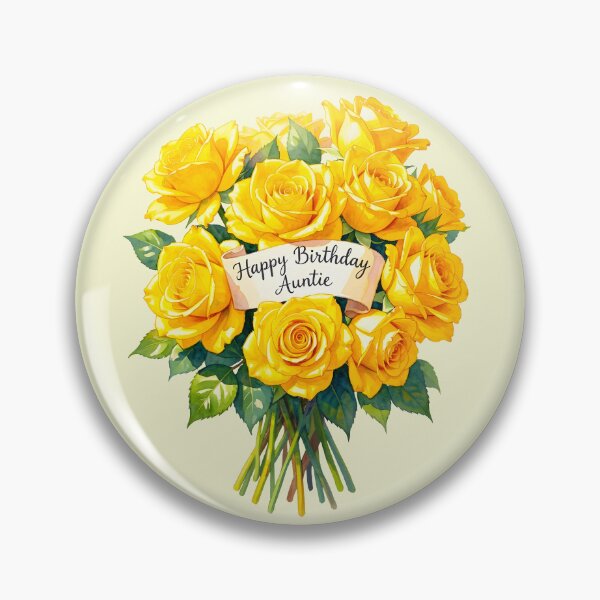 Item preview, Happy Birthday Auntie – Yellow Rose Bouquet Birthday Card designed and sold by EmeraldeaArt.