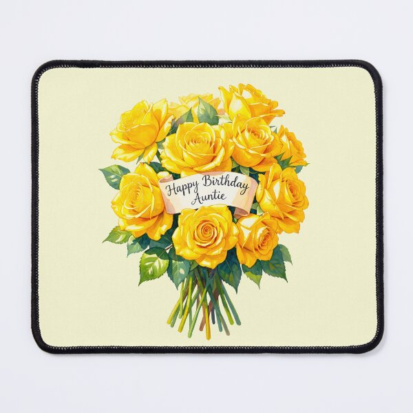 Item preview, Happy Birthday Auntie – Yellow Rose Bouquet Birthday Card designed and sold by EmeraldeaArt.