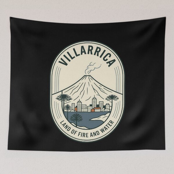 Artikelvorschau, Villarrica, Chile, Vulkan, Vintage, Reise, Emblem entworfen und verkauft von k3rstman1.