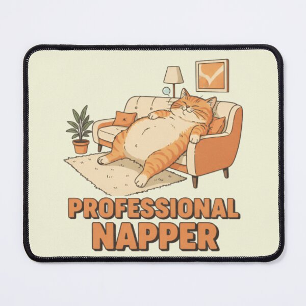 Item preview, Professional Napper – Lazy Cat on Couch Funny T‑Shirt & Sticker designed and sold by ZyxDes.
