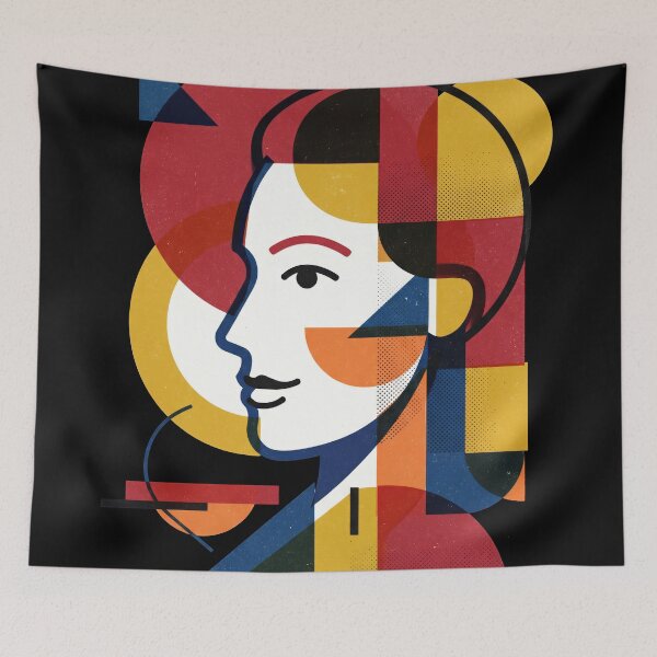 Item preview, Geometric Abstract Woman Portrait - Mid Century Retro Art designed and sold by seven things shop.