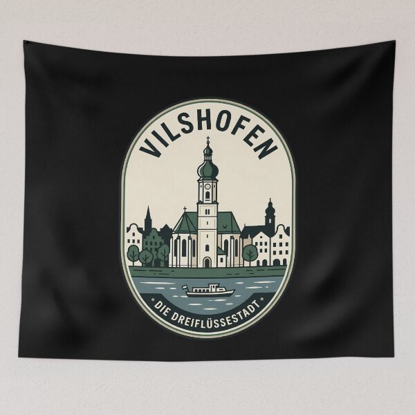 Item preview, Vilshofen Germany Vintage Travel Emblem Cityscape designed and sold by k3rstman1.
