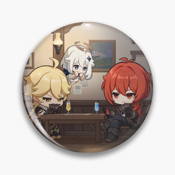 Item preview, Diluc, Aether and Paimon designed and sold by Lauwuuh.