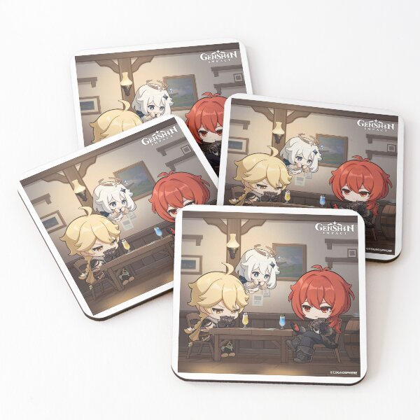 Item preview, Diluc, Aether and Paimon designed and sold by Lauwuuh.