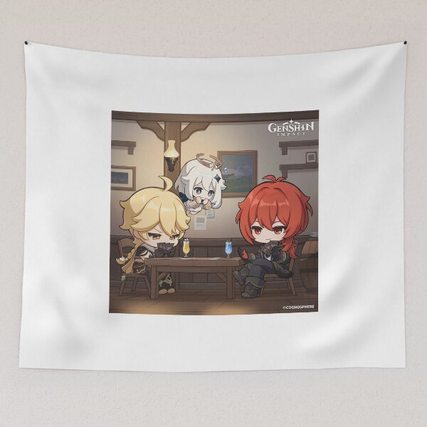 Item preview, Diluc, Aether and Paimon designed and sold by Lauwuuh.