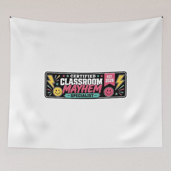 Item preview, Funny Certified Classroom Mayhem Specialist Retro Teacher Bumper Sticker designed and sold by FestivityFinds.