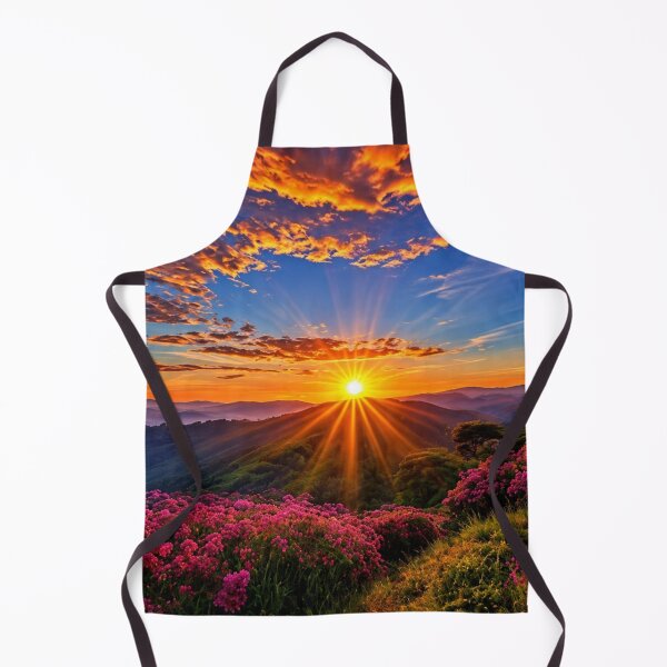 Item preview, Mountain Sunrise with Pink Wildflowers – Dramatic Scenic Landscape designed and sold by Wild Bloom Paws.