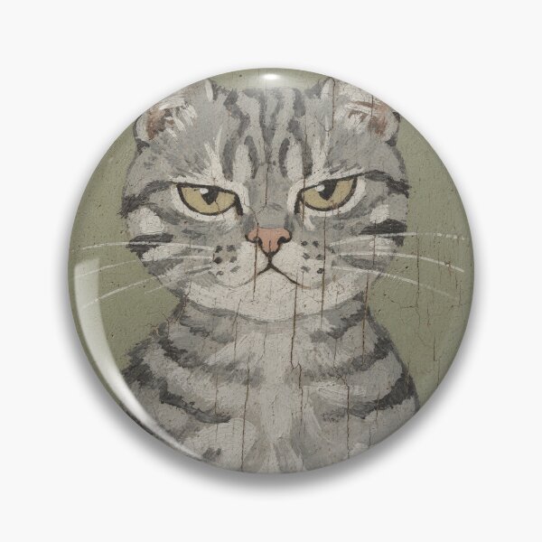 Item preview, Skeptical Grey Tabby One Ear Folk Painting designed and sold by PictorialWhimsy.