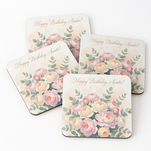 Item preview, Happy Birthday Auntie – Delicate Watercolor Peonies designed and sold by EmeraldeaArt.