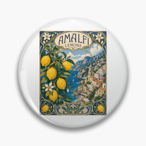 Item preview, Amalfi Lemons Italy Coast Vintage Travel Poster designed and sold by AntiqueImages.