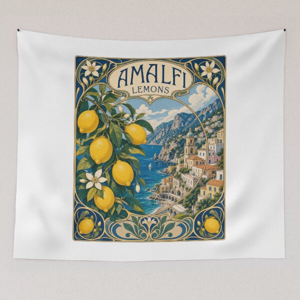 Item preview, Amalfi Lemons Italy Coast Vintage Travel Poster designed and sold by AntiqueImages.