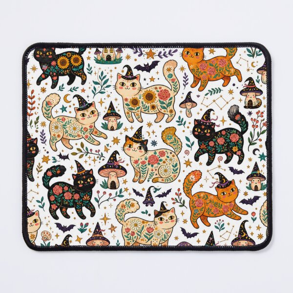 Item preview, Cute Spooky Cat Cottagecore Pattern designed and sold by Iampoji.