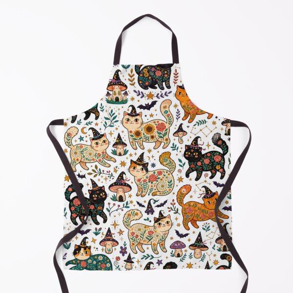 Item preview, Cute Spooky Cat Cottagecore Pattern designed and sold by Iampoji.