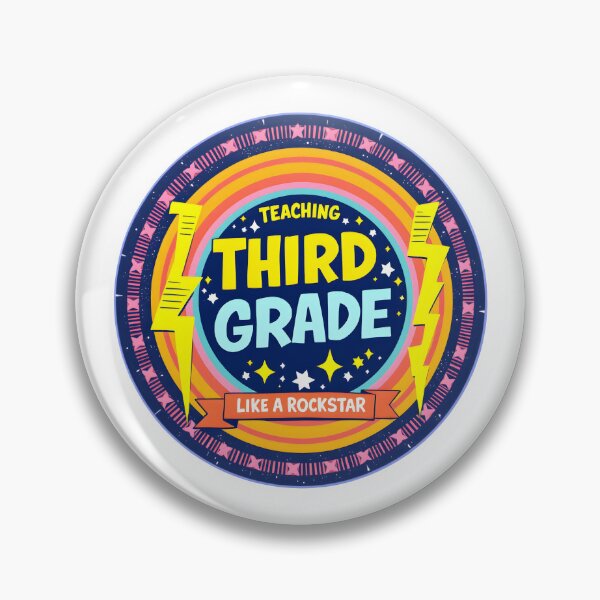 Item preview, Retro Teaching Third Grade Like A Rockstar Groovy Badge Sticker designed and sold by FestivityFinds.