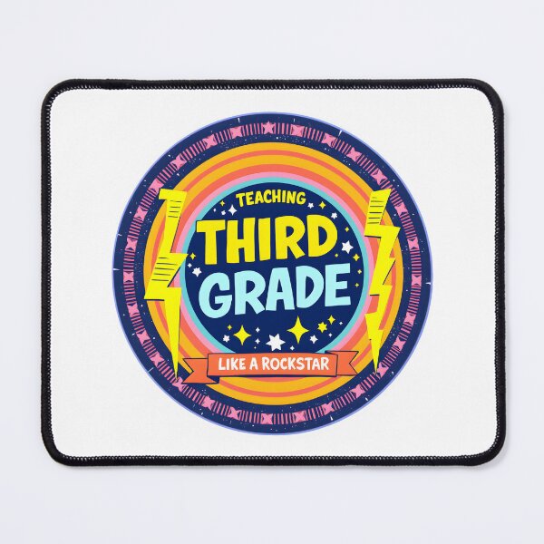 Item preview, Retro Teaching Third Grade Like A Rockstar Groovy Badge Sticker designed and sold by FestivityFinds.