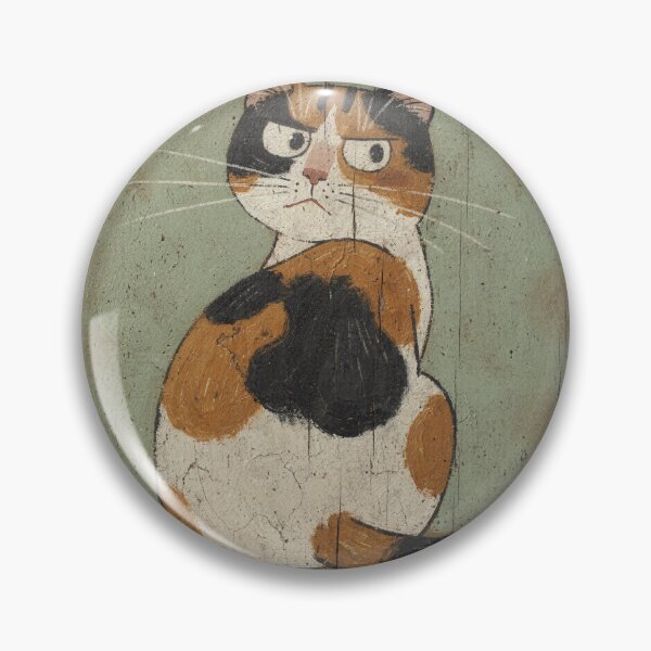 Item preview, Offended Calico Looking Over Shoulder Folk Art designed and sold by PictorialWhimsy.