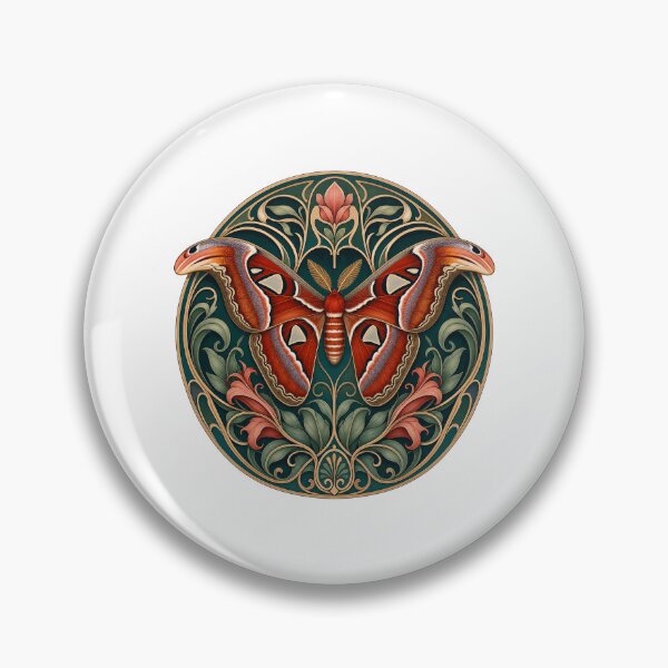 Item preview, Ornate Atlas Moth Art Nouveau Floral Design designed and sold by AntiqueImages.