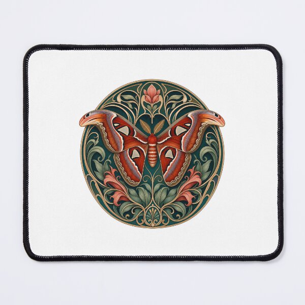 Item preview, Ornate Atlas Moth Art Nouveau Floral Design designed and sold by AntiqueImages.
