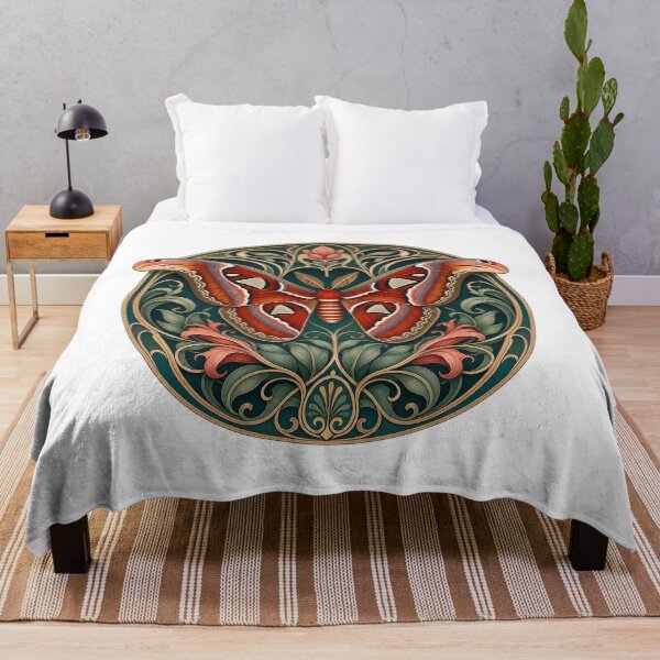 Item preview, Ornate Atlas Moth Art Nouveau Floral Design designed and sold by AntiqueImages.
